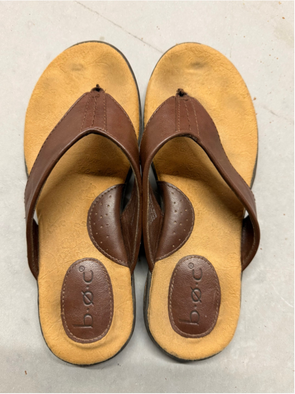 b.o.c Brown and Tan Thong Sandals Size 7